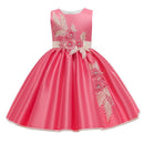 Neue Art-Mädchen-Hochzeitsfest Ein-Zeichen-Schulter-Straps-Kleid-Mädchen-Bogen-Nagel-Perlen-Blumen-Bankett-Ball-Kleid vestidos