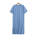 Tangada 2021 Elegantes Damen-Sweatshirtkleid aus 95 % Baumwolle, übergroßes, kurzärmliges, seitlich offenes Damen-Midikleid, 6L60