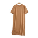 Tangada 2021 Elegantes Damen-Sweatshirtkleid aus 95 % Baumwolle, übergroßes, kurzärmliges, seitlich offenes Damen-Midikleid, 6L60