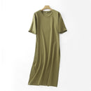 Tangada 2021 Elegantes Damen-Sweatshirtkleid aus 95 % Baumwolle, übergroßes, kurzärmliges, seitlich offenes Damen-Midikleid, 6L60