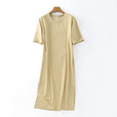 Tangada 2021 Elegantes Damen-Sweatshirtkleid aus 95 % Baumwolle, übergroßes, kurzärmliges, seitlich offenes Damen-Midikleid, 6L60