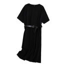 Tangada 2021 Elegantes Damen-Sweatshirtkleid aus 95 % Baumwolle, übergroßes, kurzärmliges, seitlich offenes Damen-Midikleid, 6L60