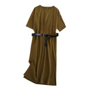 Tangada 2021 Elegantes Damen-Sweatshirtkleid aus 95 % Baumwolle, übergroßes, kurzärmliges, seitlich offenes Damen-Midikleid, 6L60