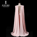 JUSERE Real Picture Pink Runway Abendkleid mit Hose Lange Abendkleider Overall Vestido de festa