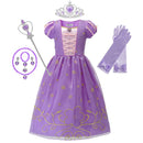 Mädchen Rapunzel Prinzessin Cosplay Kleider Party Geschenk Belle Cinderella Aurora Schneewittchen Sofia Mesh Ballkleid Geburtstagskostüm