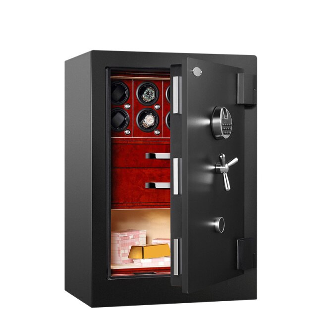 Top Brand Black Safe Box Auto 8 Watches Winder Security Strongbox Carbon Metal Jewelry Storage Password Box