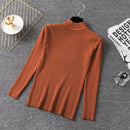 Bonjean Strickpullover Herbst Winter Tops Rollkragenpullover Lässige Pullover Frauen Shirt Langarm Kurzer Dünner Pullover Mädchen