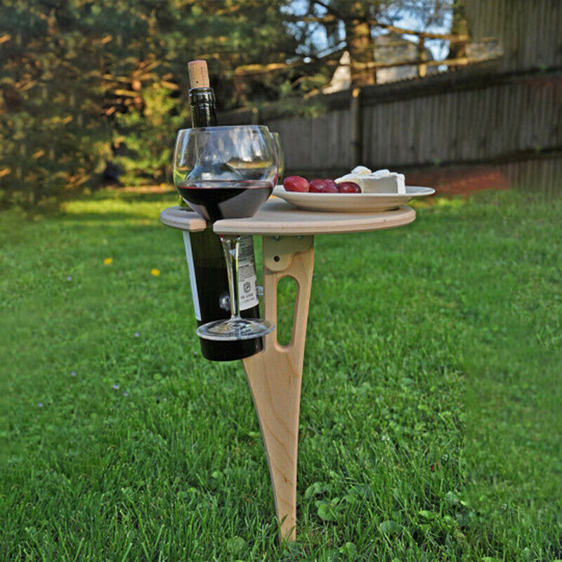 Outdoor Wine Table with Foldable Round Desktop Mini Wooden Picnic Table Easy To Carry Wine Rack Collapsible Racks Dropshipping
