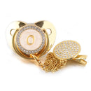 Chupete de bebé con 26 letras iniciales y Clips para chupete, tetina infantil de silicona sin BPA, chupete dorado ostentoso para recién nacido