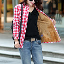 Kariertes Hemd der Samt-dicken warmen Frauen weibliche lange Hülsen-Oberseiten M-XXL Winter-Fleece-beiläufige Karo-Bluse-Herbst-Kleidung T77710A