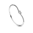 Charms 925 Sterling Silber Armband Herz T-Bar Manschette Kette funkelnde blaue Scheibenverschluss Schlangenkette Armband Damen Schmuck