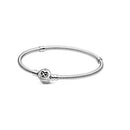 Charms 925 Sterling Silber Armband Herz T-Bar Manschette Kette funkelnde blaue Scheibenverschluss Schlangenkette Armband Damen Schmuck