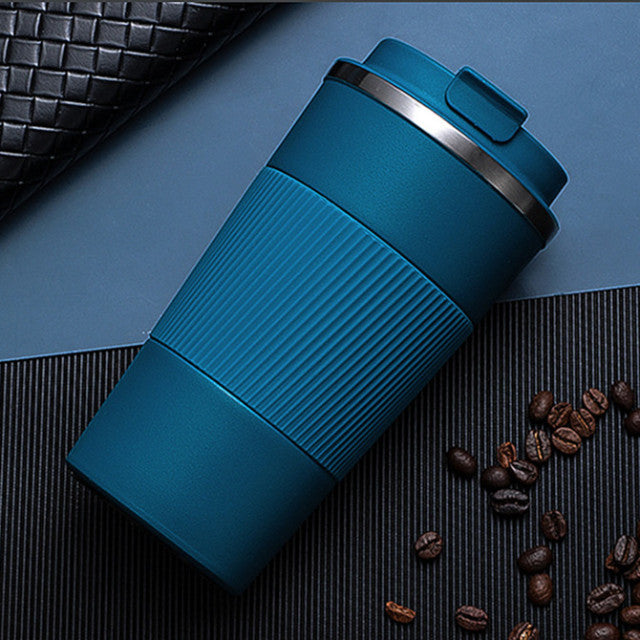 380 ml / 510 ml Doppel-Edelstahl-Kaffee-Thermosbecher mit rutschfester Hülle, Auto-Isolierflasche, Reise-Isolierflasche