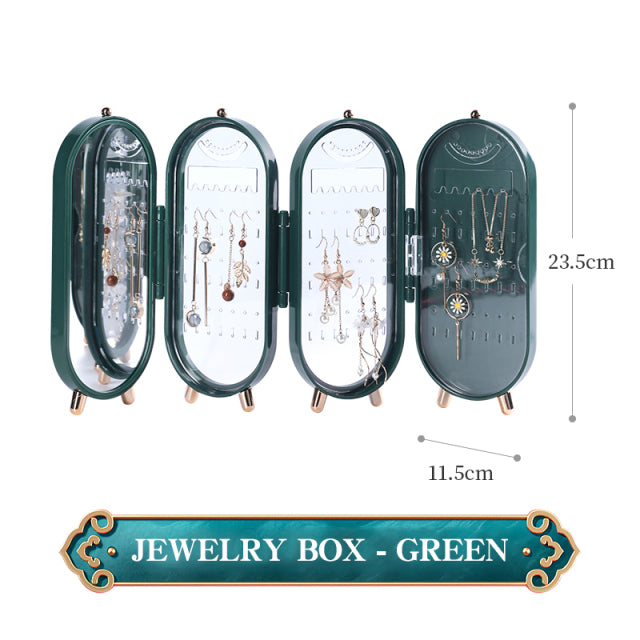 Caja de almacenamiento de joyas plegable para el hogar, pendientes, collar, soporte de exhibición, alta capacidad, pantalla Retro de lujo, caja organizadora de joyas