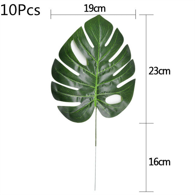 Tropical Palm Leaves Summer Monstera Artificial Silk Turtle Leaves For Home Hawaiian Luau Beach Wedding Party Decor Fake Plants