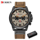 Relojes CURREN para hombre, marca de lujo, reloj de pulsera deportivo resistente al agua, cronógrafo, cuarzo, militar, cuero genuino, reloj Masculino