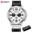 Relojes CURREN para hombre, marca de lujo, reloj de pulsera deportivo resistente al agua, cronógrafo, cuarzo, militar, cuero genuino, reloj Masculino