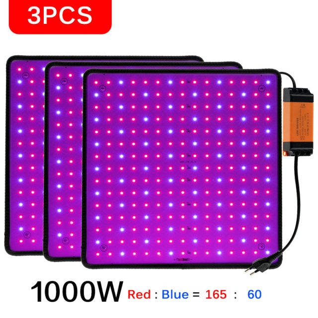 Panel de luz LED para cultivo de 1000W, lámpara Phyto de espectro completo, AC85-240V, enchufe europeo/estadounidense para tienda de cultivo interior, luz de crecimiento de plantas