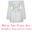 IAMHOTTY Chiffon Slash Neck Minikleid Damen Sommer Strand Urlaub Langarm Korsett Verband Sommerkleid Party Casual Kleider Pink