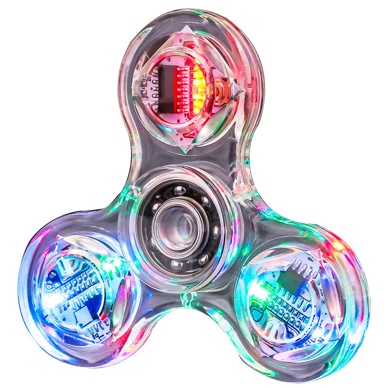 Kristall leuchtendes LED-Licht Fidget Spinner Hand Top Spinners Glow in Dark EDC Stressabbau Spielzeug kinetisches Gyroskop für Kinder