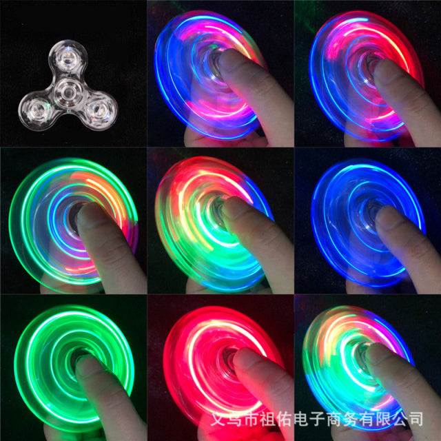 Fidget Spinner de luz LED de cristal luminoso, Spinner de mano que brilla en la oscuridad, juguetes para aliviar el estrés EDC, giroscopio cinético para niños