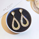 2021 New Fashion Korean Oversized White Pearl Drop Earrings for Women Bohemian Golden Round Zircon Wedding Earrings Jewelry Gift
