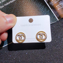 2021 New Fashion Korean Oversized White Pearl Drop Earrings for Women Bohemian Golden Round Zircon Wedding Earrings Jewelry Gift