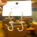 2021 New Fashion Korean Oversized White Pearl Drop Earrings for Women Bohemian Golden Round Zircon Wedding Earrings Jewelry Gift