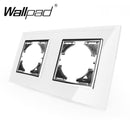 EU-Glas- und Funktionsschlüssel-freie Kombination DIY Weißer Knopf-Reset-Vorhang USB-EU-Französisch-Schaltsteckdose Runde Rückseite Wallpad L6