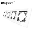 EU-Glas- und Funktionsschlüssel-freie Kombination DIY Weißer Knopf-Reset-Vorhang USB-EU-Französisch-Schaltsteckdose Runde Rückseite Wallpad L6