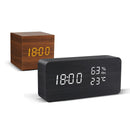 Despertador LED Reloj de madera Mesa Control de voz Despertador de madera digital USB / AAA Relojes de escritorio electrónicos
