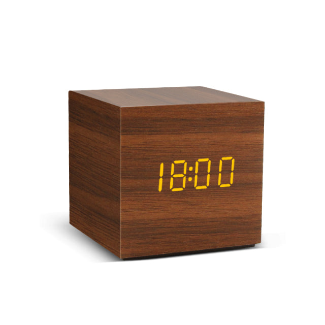 Despertador LED Reloj de madera Mesa Control de voz Despertador de madera digital USB / AAA Relojes de escritorio electrónicos