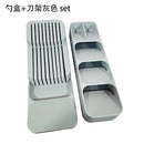 YOMDID Besteckablage Messerhalter Geschirr Organizer Löffel Gabel Aufbewahrungsbox Kunststoffbehälter Plateau Messerblockhalter