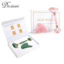 Natürlicher Rosenquarz Jade Roller Gua Sha Set Gesichtskörpermassagegerät Roller Jade Stone Massage Set Face Lifting Beauty Massage Tool