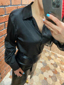 Herbst Mode Button Up Satin Seide Hemd Vintage Bluse Frauen Weiße Dame Lange Ärmel Weibliche Lose Streetwear Shirts 11355