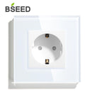 BSEED Mvava EU-Standard 16A Wandsteckdose Weiß Schwarz Einzelspiegel Kristallglas Panel Stecker Steckdose für Heimwerker
