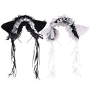 Gothic Lolita Maid Frauen Mädchen Rüschen Spitze Stirnband Plüsch Katzenohren Band Glocke Lolita Cosplay Haarreifen
