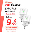 SMATRUL Tuya WiFi EU Smart Plug 16A 220V Adapter Drahtlose Fernbedienung Sprachsteuerung Power Monitor Timer Steckdose für Google Home Alexa