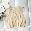 GOPLUS Frauen V-Ausschnitt Strickweste 2021 Neue Frühling Herbst Pullover Westen Kurze Weibliche Beiläufige Ärmellose Twist Strickpullover C9510