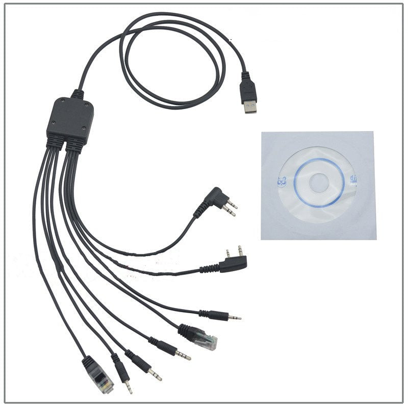 Cable de programación USB 8 en 1 para ordenador Kenwood Baofeng Motorola Yaesu para Icom Handy Walkie Talkie Car Radio CD Software