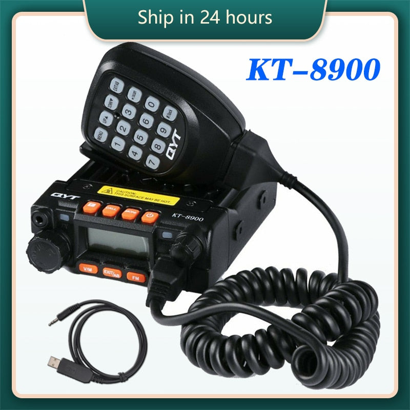 QYT KT-8900 Dual Band 25-Watt Mini Mobile Transceiver 136-174MHz/400-480MHz Tragbares Amateurfunkgerät (kostenloses Kabel)