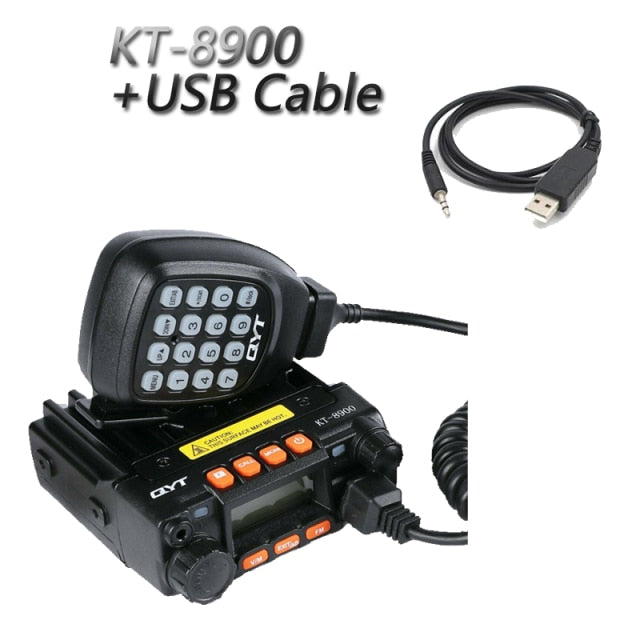 QYT KT-8900 Mini transceptor móvil de banda dual de 25 vatios 136-174 MHz/400-480 MHz Radioaficionado portátil (cable gratuito)
