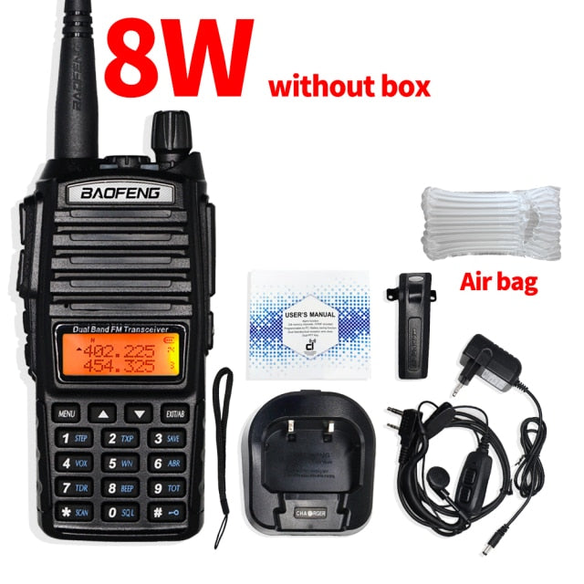Alta potencia 8W Baofeng UV-82 Walkie Talkie UV82 Banda dual VHF / UHF FM Transceptor 10KM Caza de largo alcance Radio bidireccional Ham CB