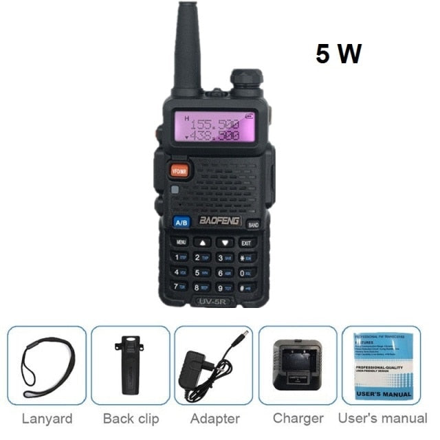 Real 8W BAOFENG UV-5R Walkie Talkie VHF UHF Hochleistungs-Amateurfunk-Transceiver-Scanner UV5R Tragbarer CB-Funksender für die Jagd