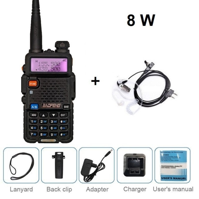 Real 8W BAOFENG UV-5R Walkie Talkie VHF UHF Hochleistungs-Amateurfunk-Transceiver-Scanner UV5R Tragbarer CB-Funksender für die Jagd