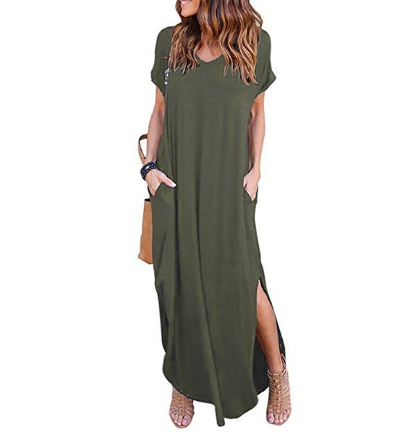 Plusgröße 5XL reizvolles Frauen-Kleid-Sommer-festes beiläufiges kurzes Hülsen-Maxi-Kleid für Frauen-langes Kleid Freie Verschiffen-Dame-Kleider