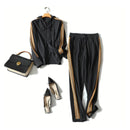 winter fashion 100% cashmere zip hooded sweaters plus women sweatpants with pocket