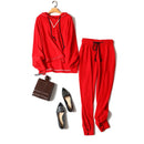 Herbst Winter neue 2021 Frauen 100% reiner Kaschmir Anzug mit Kapuze Pullover Mode Hose mit weitem Bein zweiteiliger weiblicher Trend