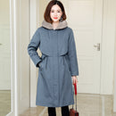 2021 Herbst und Winter neuer Stil Überwindungsmantel Damen mittellanger Nerzpelzkragen abnehmbare Rex-Kaninchenfell-Futterjacke