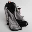 Luxury Tweed Overcoat Women Autumn Winter Long Sleeve Collar Warm Coat Female Streetwear Elegant Fur Outerwear M-XL